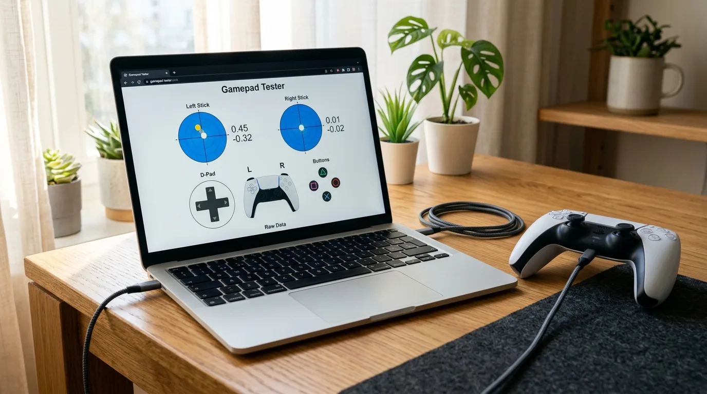 Prueba de diagnóstico y calibración de mando conectado a ordenador